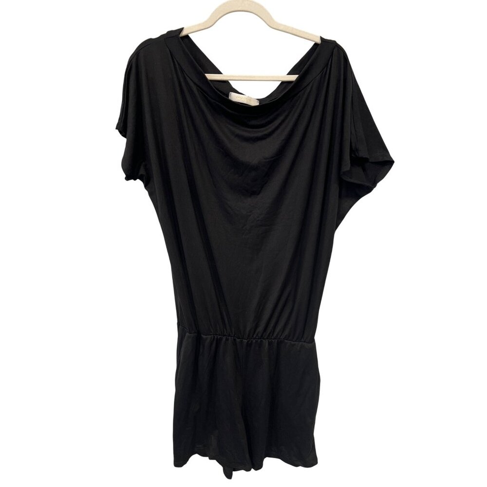 Eldridge Boat Neck Short Sleeve Romper Size Large One Piece Black Minimalist NEW